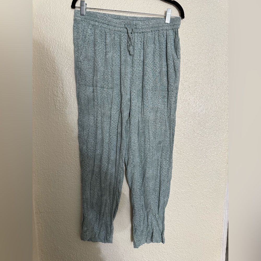 Prana green boho printed elastic waist flowy Harem pants size M